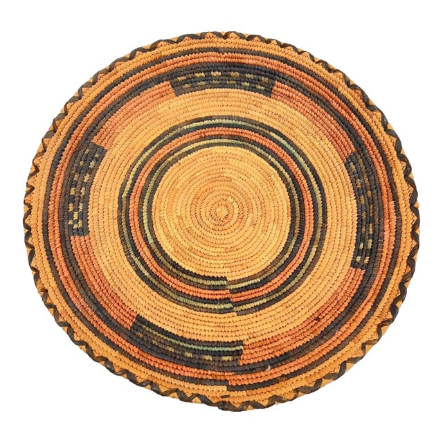 Early 20th Century Hausa Flat Basket Nigeria 12inch MATTER COLLECTION For Sale