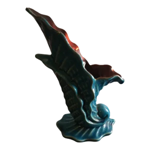 Red Wing Usa Blue Ceramic Cornucopia Vase