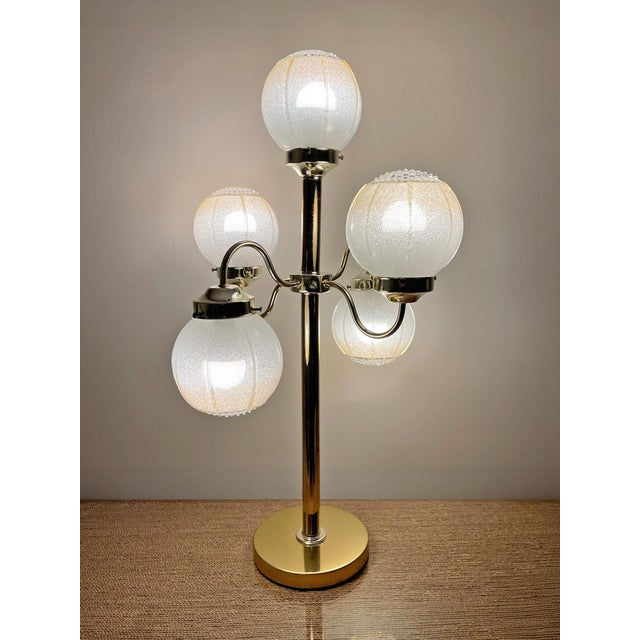Vintage Five-Globe Brass Sculptural Table Lamp For Sale - Image 4 of 10