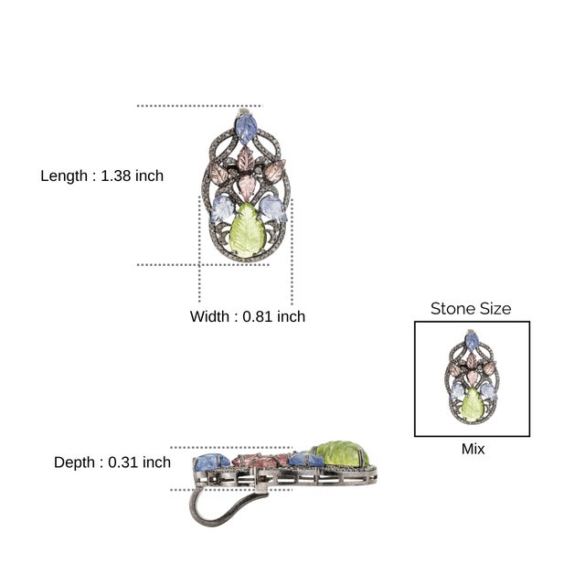 Caratandher Nature Inspired Carved Multi-Gem Pendant With Diamond Accents for Gift For Sale - Image 9 of 11