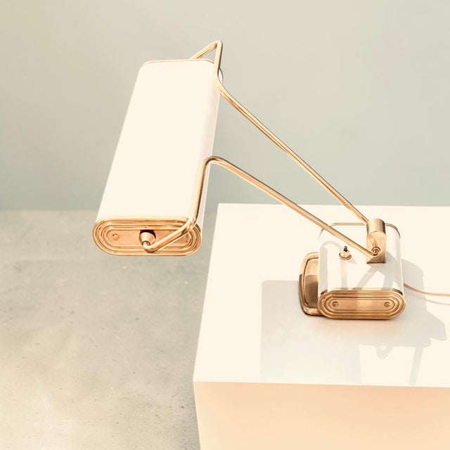 Gray Art Deco Model N71 Table Lamp in Brass by Andre Monique for Jumo, France, 1958 For Sale - Image 8 of 18