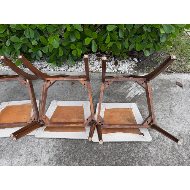 Vintage Mid-Century Walnut Dining Chairs for Restoration, Set of 4 For Sale - Image 11 of 15