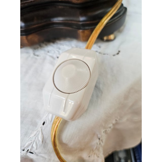 Neoclassical Vintage Porcelain Neoclassical Style Torchiere Hurricane Table Lamps-a Pair For Sale - Image 3 of 13