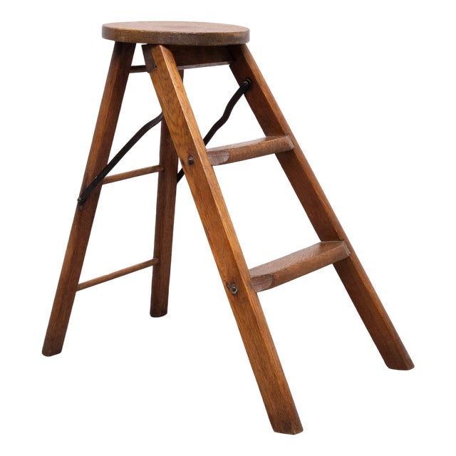 Oak Folding Library Steps, Holland, 1950s For Sale