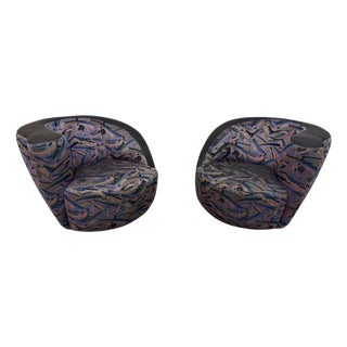 Post Modern Weiman Style Swivel Lounge Chairs - Set of 2 For Sale