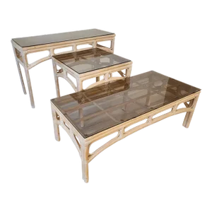 Rattan Wicker Table Set of 3