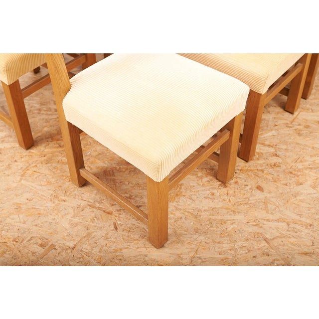 Chairs in Oak in Yellow Corduroy Fabric by Anliker Langenthal, 1960s, Set of 8 For Sale - Image 6 of 16