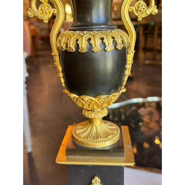 19th Century Pair of 19th C. French Bronze Urns For Sale - Image 5 of 6