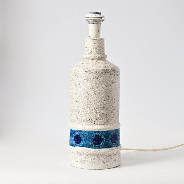 Ceramic White and Blue Ceramic Table Lamp by Aldo Londi for Bitossi, 1970s For Sale - Image 7 of 15