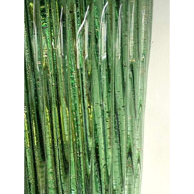 Large Contemporary Pair of Brass and Green Gold Leaf Murano Glass Sconces, Italy For Sale - Image 10 of 12