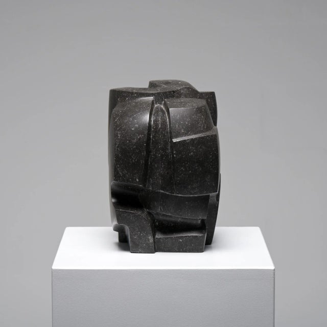 This abstract sculpture in Belgium bluestone was sculpted ‘en taille directe’ by the Belgian artist Jan Keustermans. The...