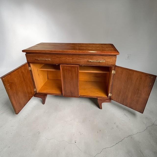 Vintage Mid-Century Modern Walnut Buffet With Sculpted Atomic Base, c.1960s Refinished For Sale - Image 11 of 12