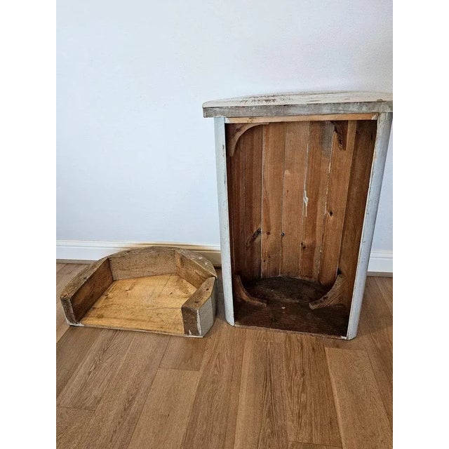 Antique French Distressed Painted Pine Architectural Pedestal Stand For Sale - Image 10 of 11