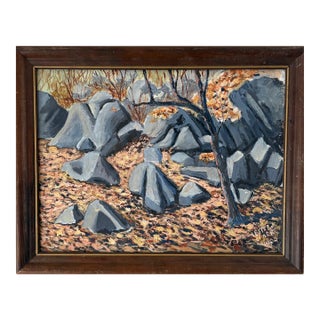 1990s Painting - Rocky Seascape by Lester J. Clarke For Sale