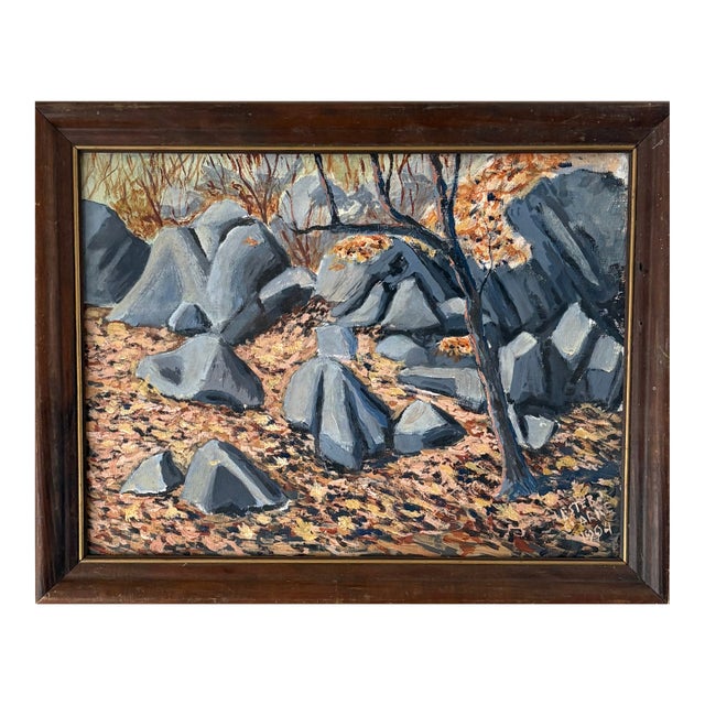 1990s Painting - Rocky Seascape by Lester J. Clarke For Sale