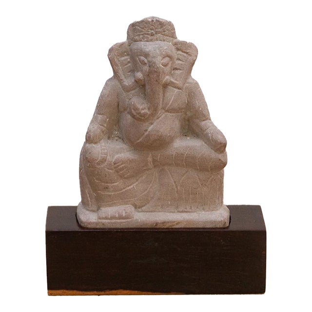 The Stone Guardian Seated Ganesha Antique Sculpture For Sale