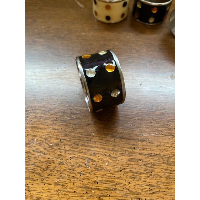 Enamel and Faux Gem Napkin Rings, Set of 4 For Sale - Image 12 of 16