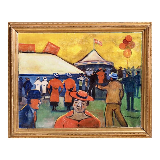Danish Circus Painting by Jens Sorensen For Sale