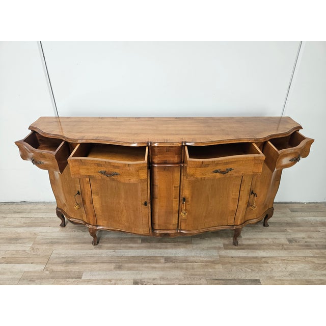 Baroque-Style Walnut Sideboard with Four Doors and Four Drawers, 1960 For Sale - Image 11 of 18