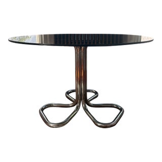 Vintage Chrome and Glass Dining Table Attributed to Giotto Stoppino For Sale