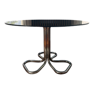 Vintage Chrome and Glass Dining Table Attributed to Giotto Stoppino