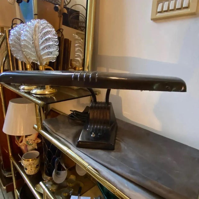 Brown 1960s Industrial Italian Metal Desk Lamp For Sale - Image 8 of 12