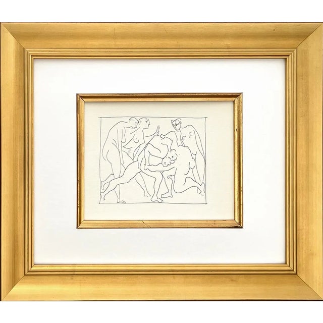 Title: Two wrestlers observed by 3 nude women Artist: Pablo Picasso (after) Country: Spain Medium: Facsimile ? 23 Marks:...