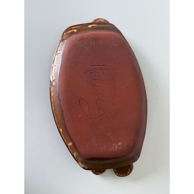 Brown Vintage Helen Helwig Lizard & Cactus Motif, Signed Studio Pottery Tray For Sale - Image 8 of 10