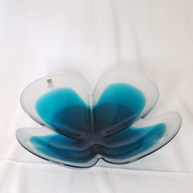 Mats Jonasson Maleras Lucky Four Leaf Clover Full Lead Flower Blue Bowl, Sweden For Sale - Image 11 of 12