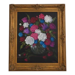 Artist Signed Floral Still Life Oil Painting on Canvas