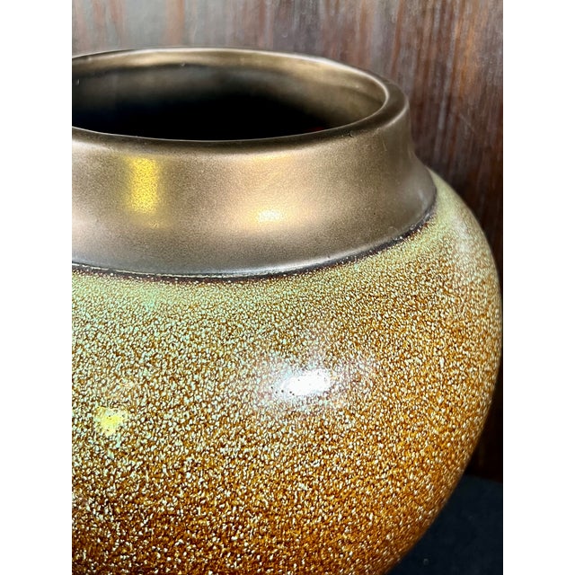 Mid-Century Modern Vintage MCM Ceramic Art Vase With Speckled Glaze For Sale - Image 3 of 10