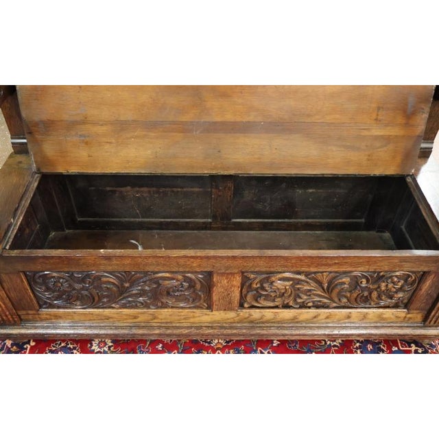 Late 19th Century English Victorian Oak Hall Seat Settee Bench For Sale - Image 15 of 18