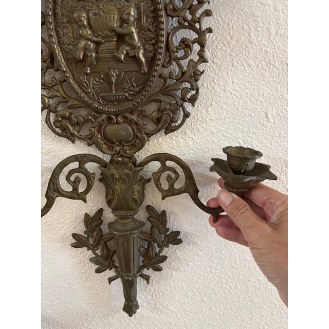 1950s Vintage Mid Century Brass Baroque Angel Sconce For Sale - Image 5 of 7