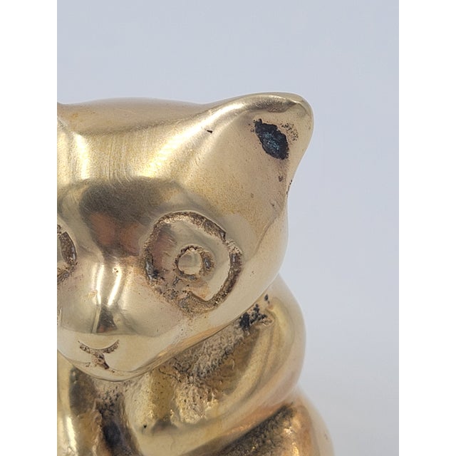 Brass Seated Mid 20th Century Solid Brass Panda Figurine For Sale - Image 8 of 12