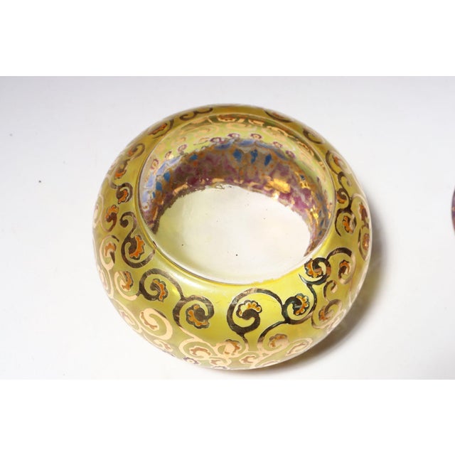 Vintage Bohemian Czechoslovakian Glass Powder or Trinket Jar With Crystal Finial For Sale In New York - Image 6 of 18