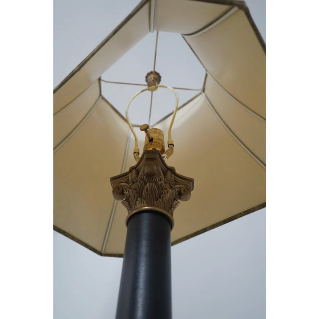 Speer Speer Brass & Leather Bamboo Form Floor Lamp For Sale - Image 4 of 9