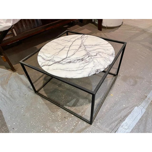 Warren Platner White Marble Coffee Table with Brass Wire Base An iconic example of Mid-Century Modern design, this elegant...
