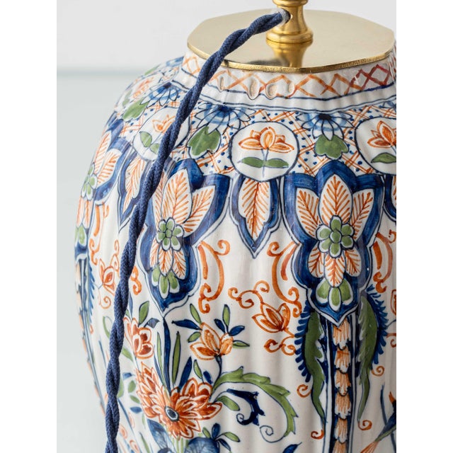 Makkum Hand-Painted Ceramic Table Lamp by Delft Tichelaar, 1890s For Sale - Image 14 of 15