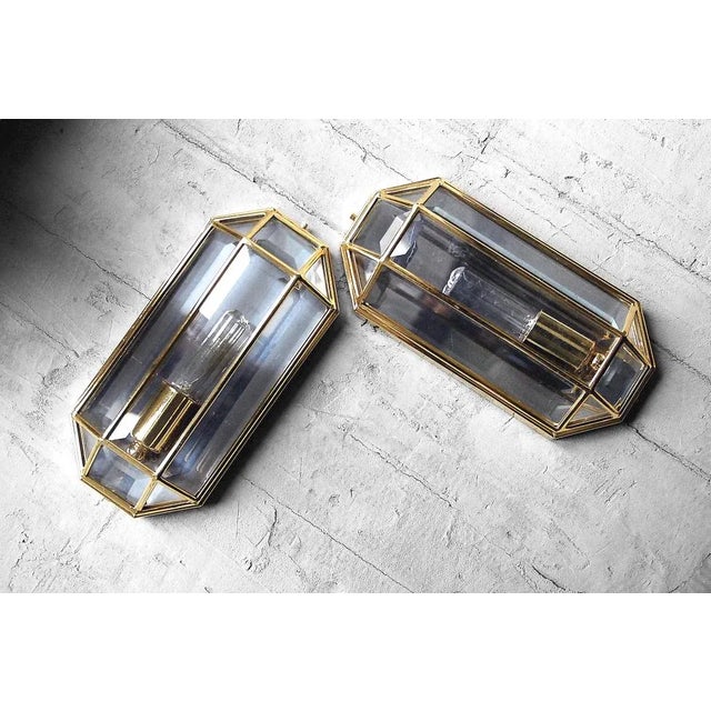 Gold Mid-Century Modern Geometric Sconces in Brass, 1970s, Set of 2 For Sale - Image 8 of 11