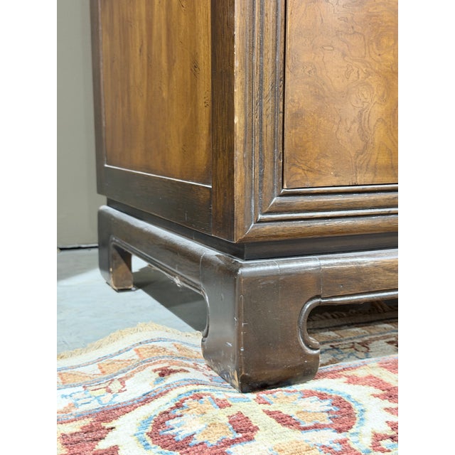 Late 20th Century Drexel Heritage Burlwood Hollywood Regency Armoire Cabinet For Sale - Image 11 of 12