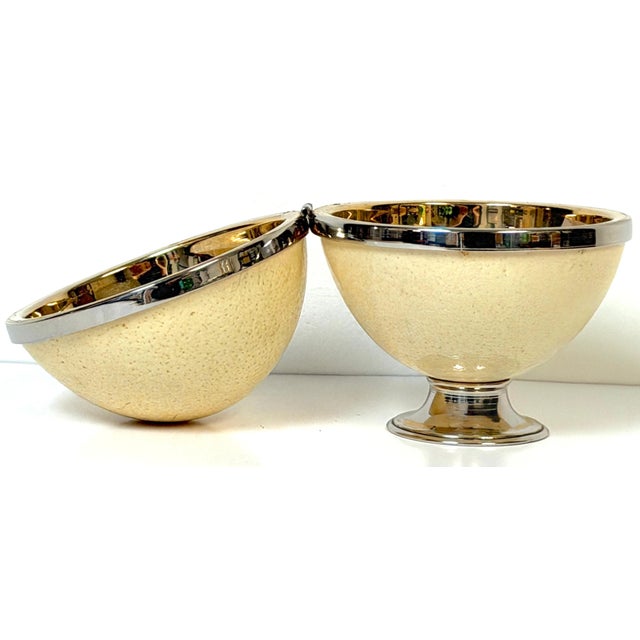 Anthony Redmile London ( Attrib) Silver & Gilt Mounted Circular Egg Shell Box For Sale - Image 9 of 13