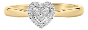 10K Yellow Gold 1/10 Diamond Heart and Halo Promise Ring