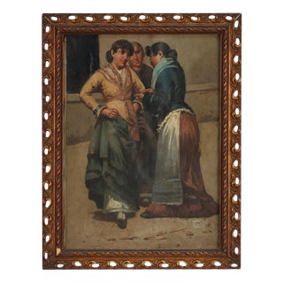 Three Female Figures, Oil on Canvas, Framed For Sale