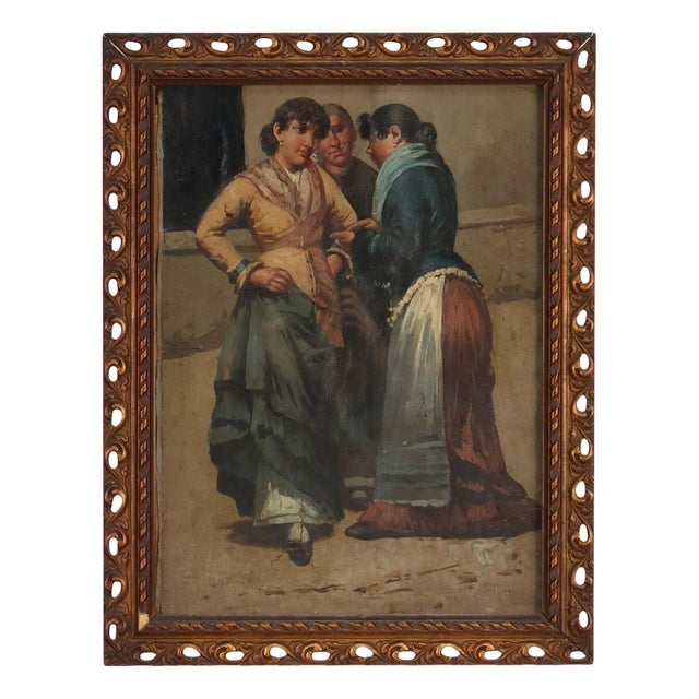 Three Female Figures, Oil on Canvas, Framed For Sale