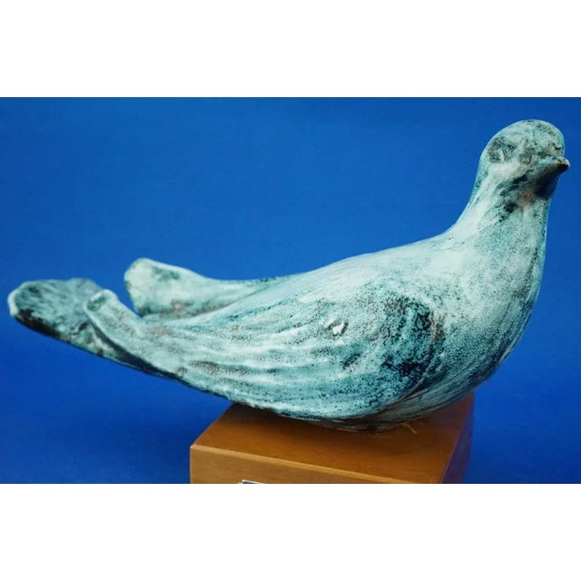 Ceramic Dove Sculpture with Wooden Base by Giuseppe Rossicone, Italy, 1970s For Sale - Image 11 of 18