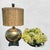 A very unique huge gold leaf with black glass ball table lamp. The Lamp is very large with loads of elegant character. The...