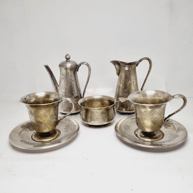 Art Nouveau Alpaca Silver Coffee Service, 1890s, Set of 7 For Sale - Image 3 of 18