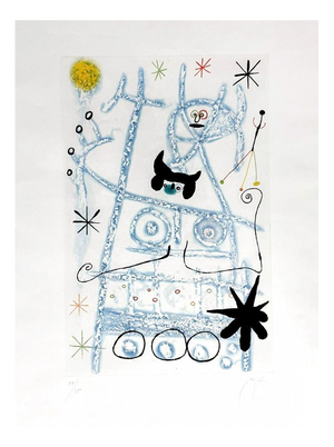 Joan Miró, Figurative Composition: Les Forestiers Bleu, Lithograph