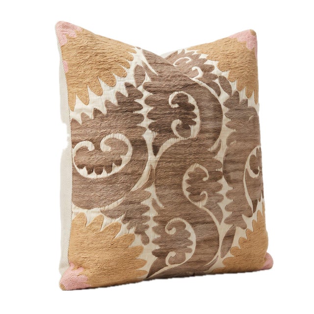 This beautiful 22'' x 24'' hand-embroidered Suzani pillow cover was made from authentic Uzbek cotton fabric. The intricate...