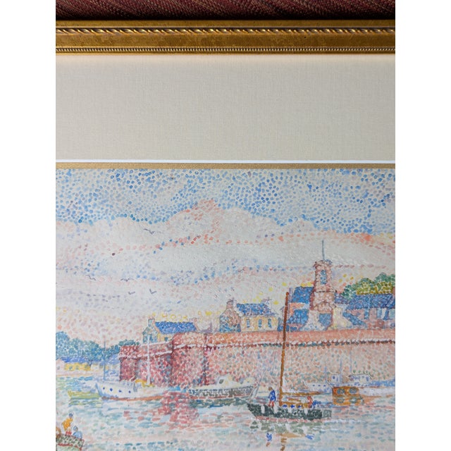 1950s French Mid-Century Impressionist Watercolor "Le Port De Concarneau" by Yvonne Canu For Sale - Image 12 of 15